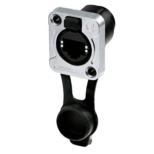 Rean AV RJ45 Durchgangs-Einbaubuchse, IP65, schwarz verchromtes D-Gehäuse RRE8F-Z-001-1 Buchse, gerade 1 St.