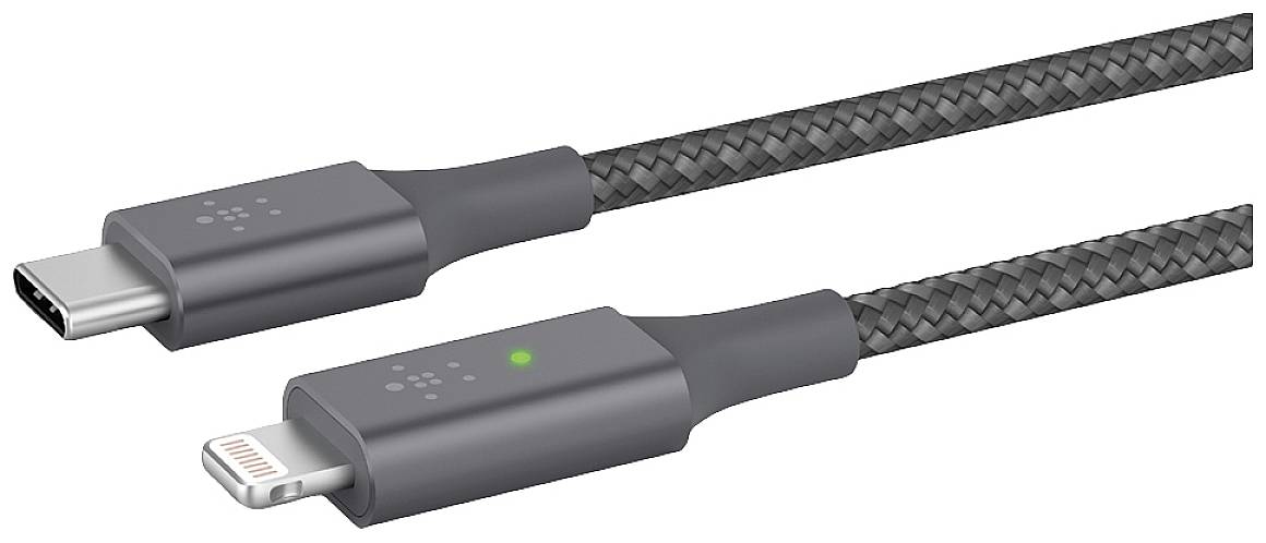 PARAT USB-C auf Lightning Connector Belkin Kabel mit LED-Anzeige 1,2m grau