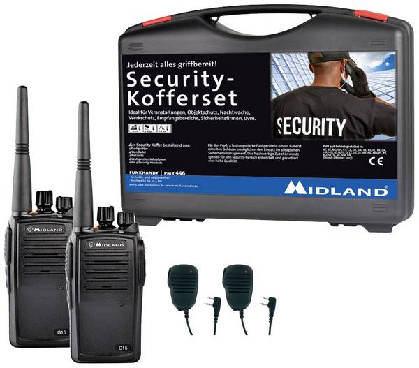 Midland G15 Pro NC PMR 2er Security inkl. SM 600-M C1127.S1 PMR-Handfunkgerät 2er Set