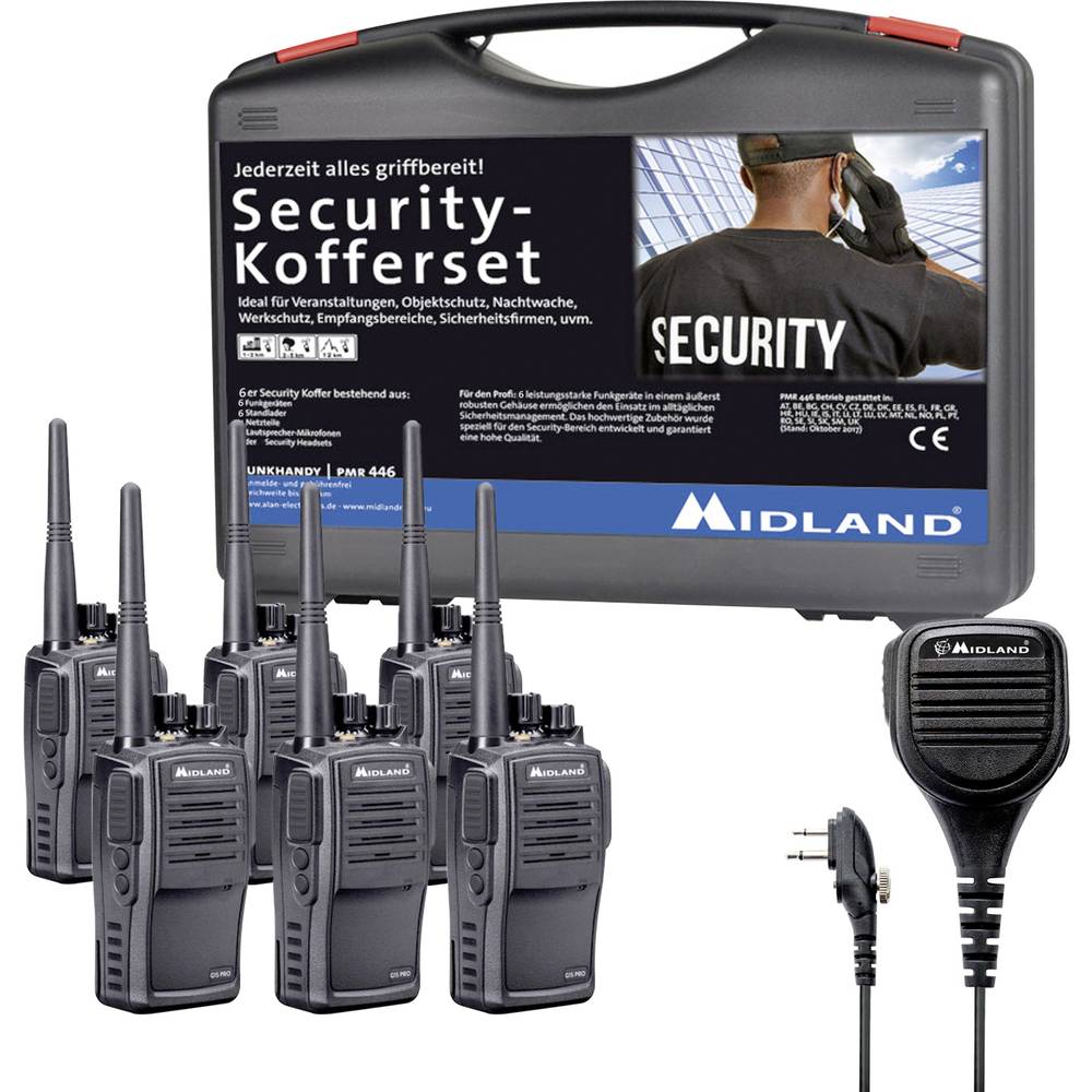 Midland G15 Pro PMR 6er Security inkl. MA 25-M C1127.S5 PMR-portofoon Set van 6 stuks