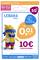 Prepaid-Starterpaket-Angebot für Lebara Mobile. Zeigt eine bunte Figur, hebt Tarif von 0,01EUR/Minute hervor und 10EUR Guthaben.
