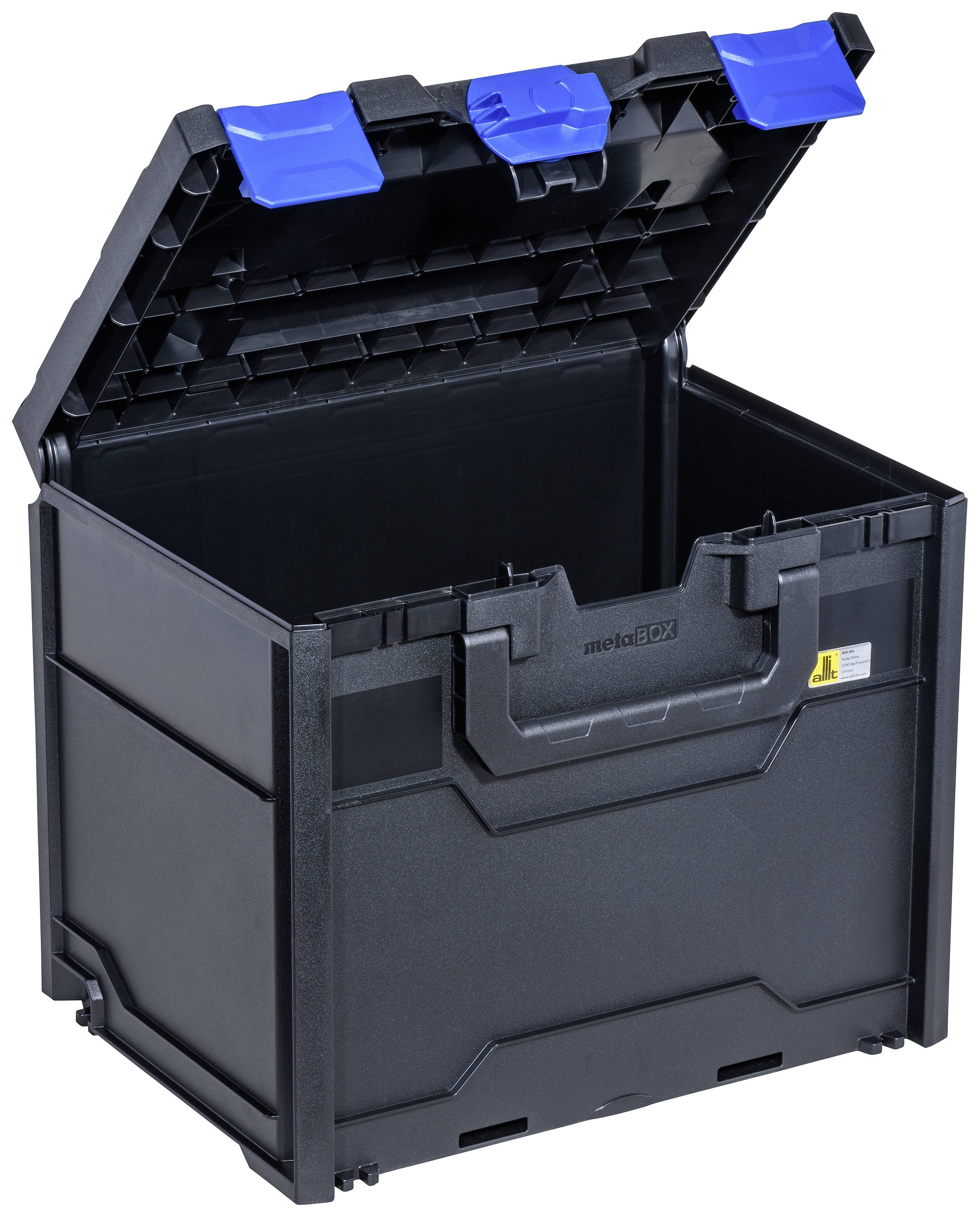 allit Aufbewahrungsbox EuroPlus MetaBox 340, schwarz/blau aus ABS-Kunststoff, sicheres Kopplungssyst
