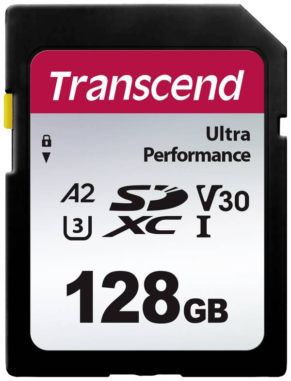 Transcend TS64GSDC340S SDXC-Karte 128 GB A1 Application Performance Class, A2 Application Performance Class, v30 Video Speed Class, UHS-Class 3 stoßsicher, Wasserdicht