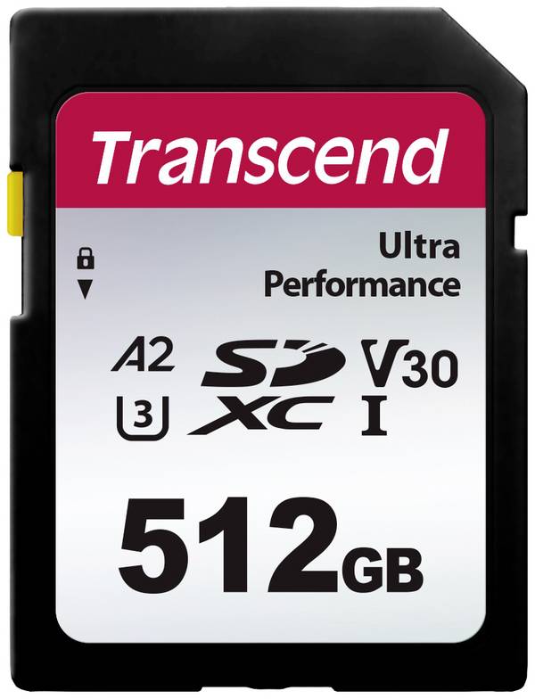 Transcend TS64GSDC340S SDXC-Karte 512 GB A1 Application Performance Class, A2 Application Performance Class, v30 Video Speed Class, UHS-Class 3 stoßsicher, Wasserdicht