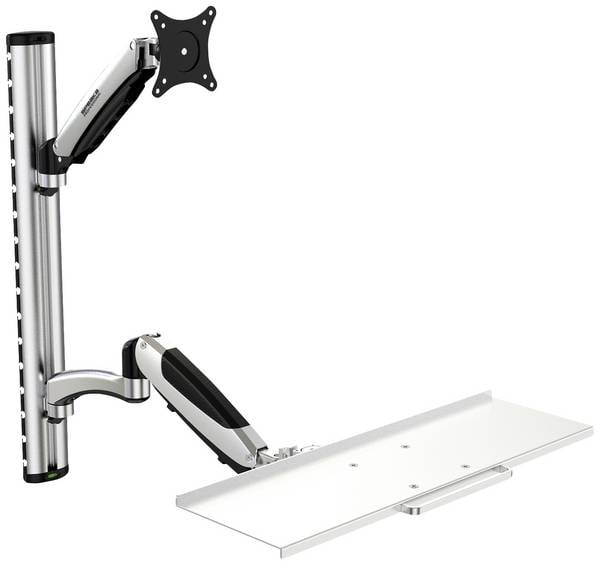 SpeaKa Professional SP-MM-730 Monitor-Wandhalterung 1 Display(s) 43,2 cm (17") - 68,6 cm (27") Schwarz/Silber Höhenverstellbar, Neigbar, Schwenkbar, Drehbar
