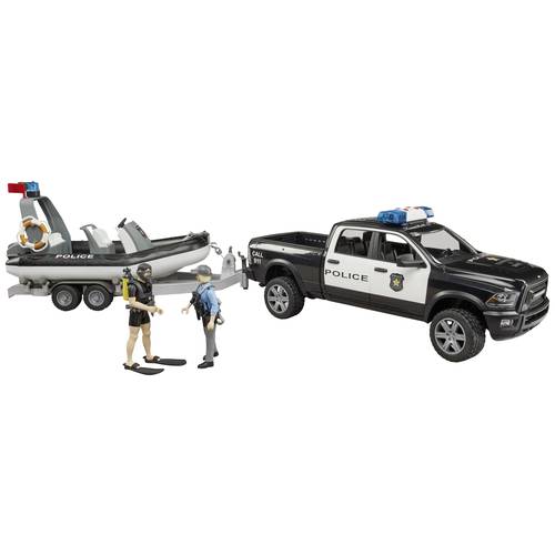 bruder Dodge RAM 2500 Polizei Pickup, L+S,Anh.,Boot Fertigmodell Nutzfahrzeug Modell