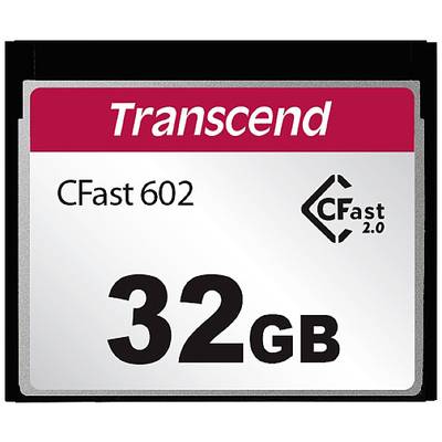 Eine Transcend CFast 602 Speicherkarte mit 32 GB Speicherkapazität und CFast 2.0 Technologie.