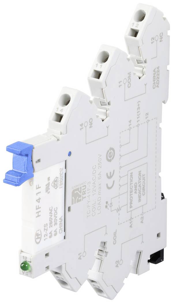 TRU COMPONENTS TC-FY-41F-3 12V Industrierelais Nennspannung: 12 V/DC, 12 V/AC Schaltstrom (max.): 6 A 1 Öffner, 1 Schließer 1 St.