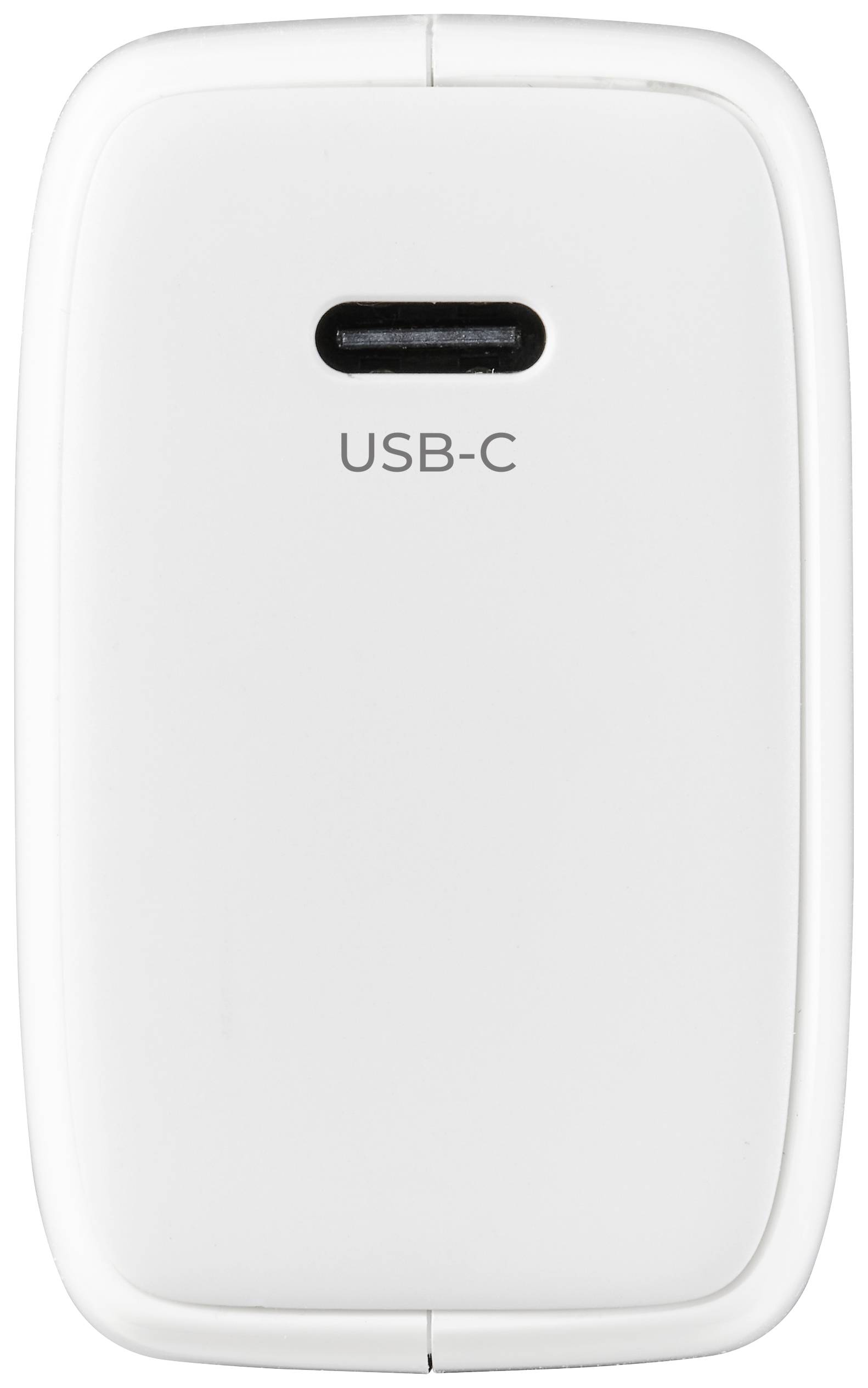 Ein weißes Gerät mit einem USB-C-Anschluss in der Mitte.