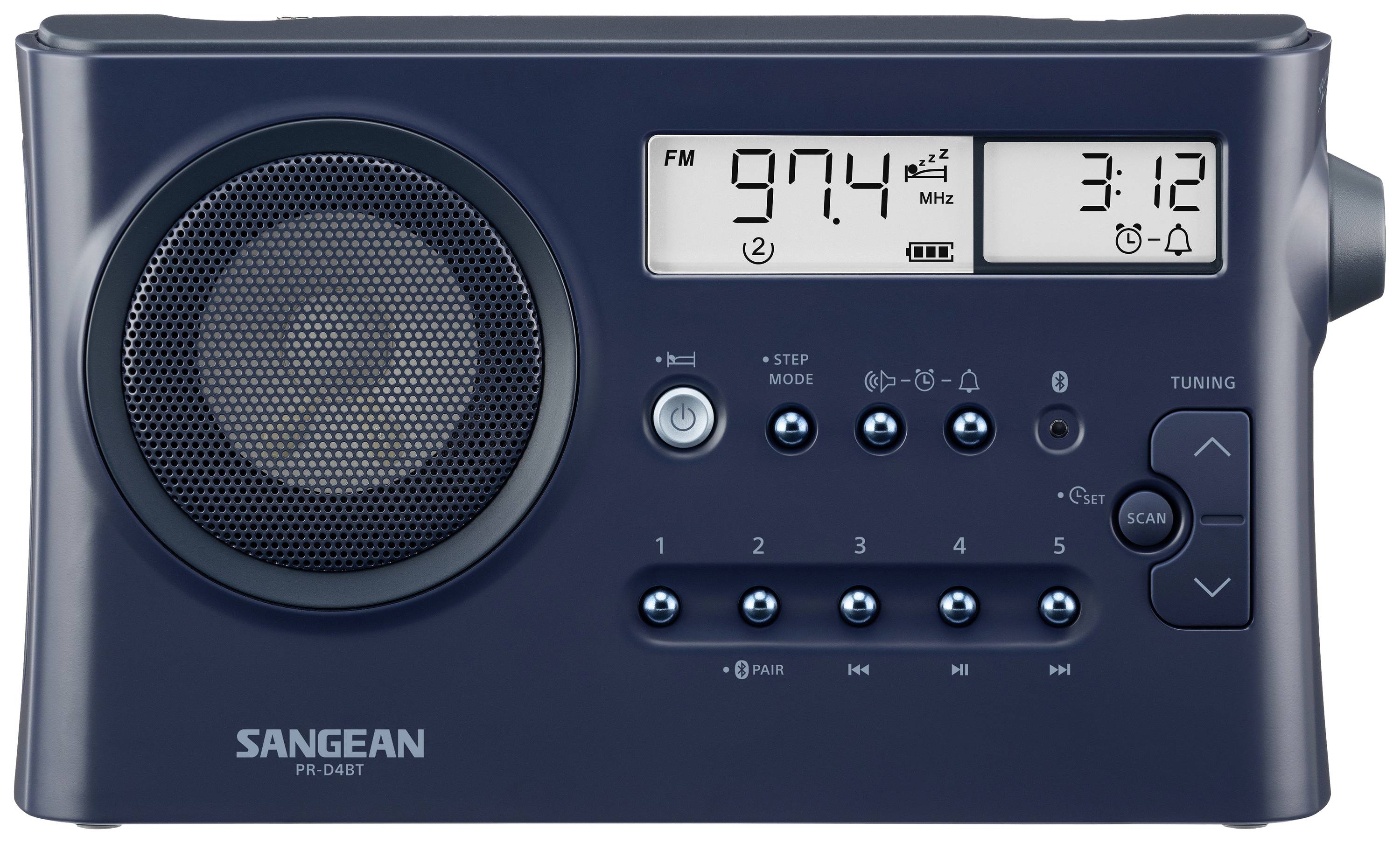 SANGEAN PR-D4BT Tischradio MW, UKW Bluetooth® Weckfunktion Dunkelblau