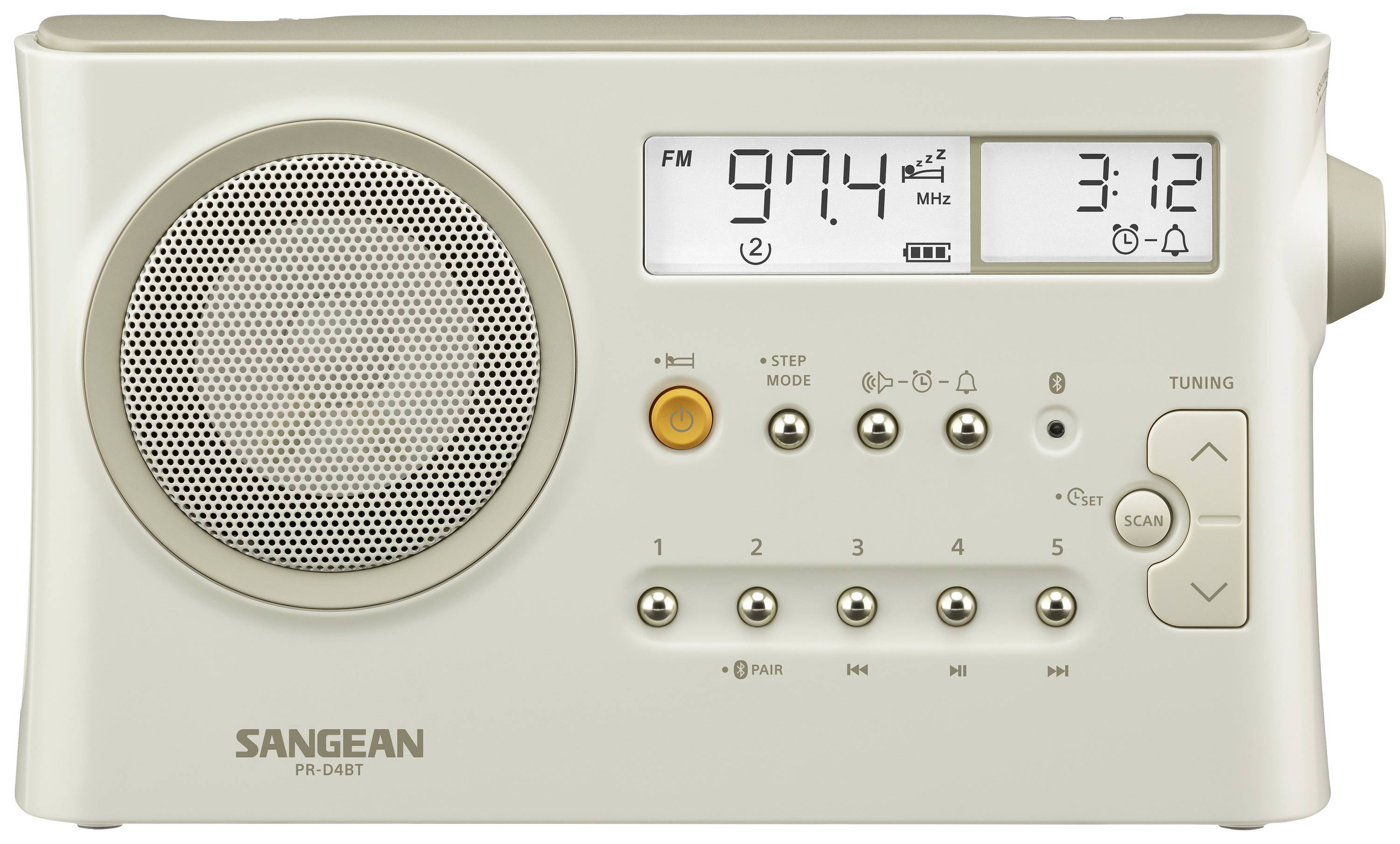 SANGEAN PR-D4 BT Tischradio KW, MW, LW, FM Bluetooth® Pastell-Cremeweiss (matt)