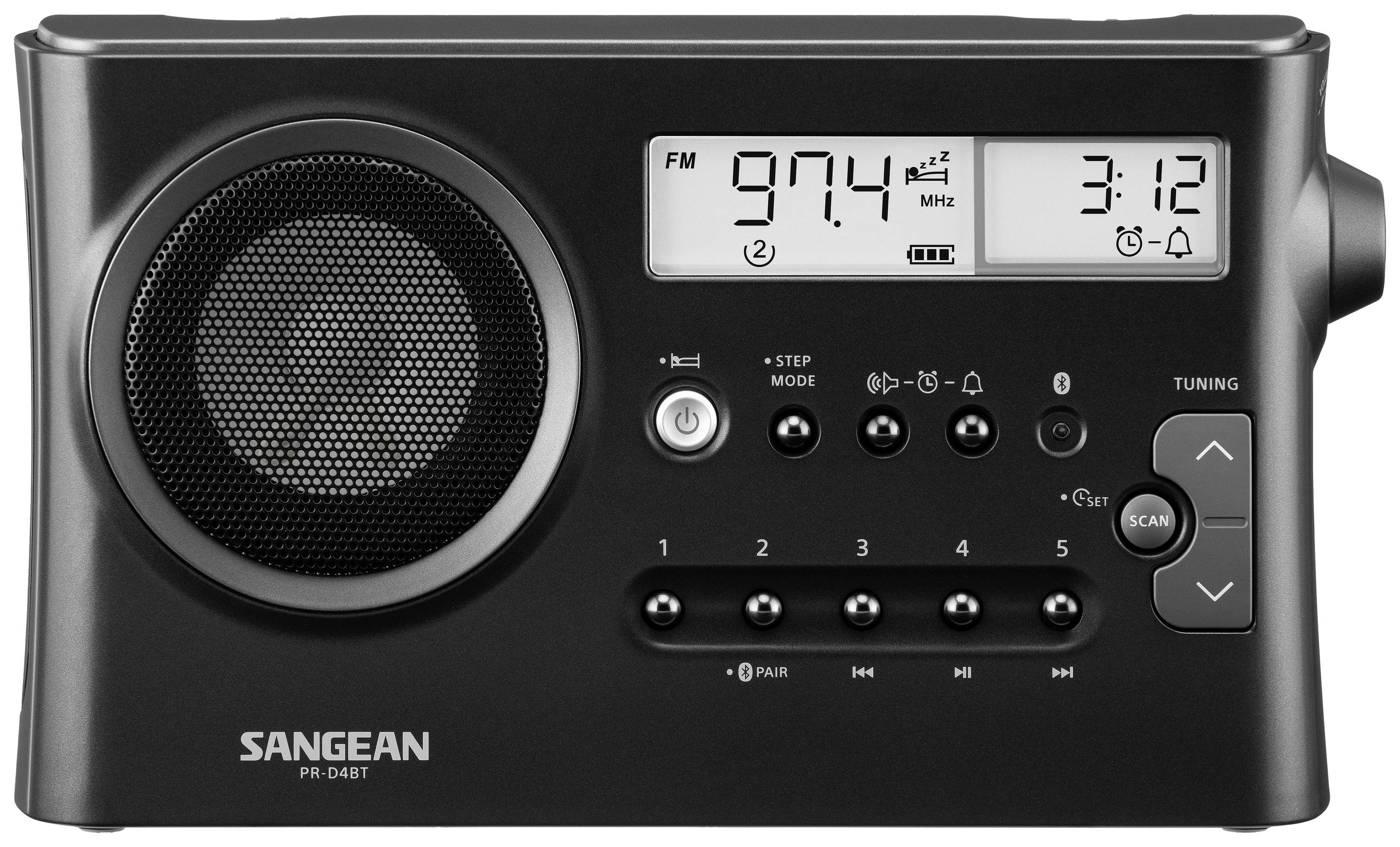 SANGEAN PR-D4 BT Tischradio KW, MW, LW, FM Bluetooth® Metallic Grau (matt)