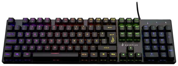 Surefire Gaming KingPin M2 Kabelgebunden, USB Gaming-Tastatur Deutsch, QWERTZ Schwarz Beleuchtet, Multimediatasten