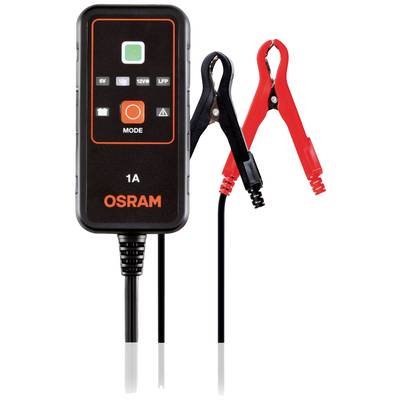 Osram Batterieladegerät mit Display und Klemmen. Unterstützt 6V und 12V-Batterien. Geeignet für Gel, AGM, LFP.