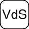 'VdS' ist in einem Quadrat dargestellt. VdS ist ein Prüfzeichen für Sicherheits- und Brandschutztechnik.