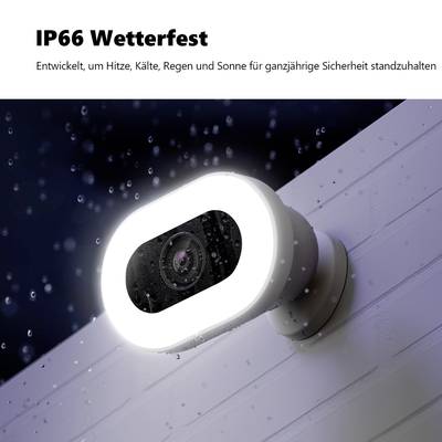 Die Kamera ist außen montiert und speziell für den Einsatz bei unterschiedlichen Wetterbedingungen konzipiert (IP66).
