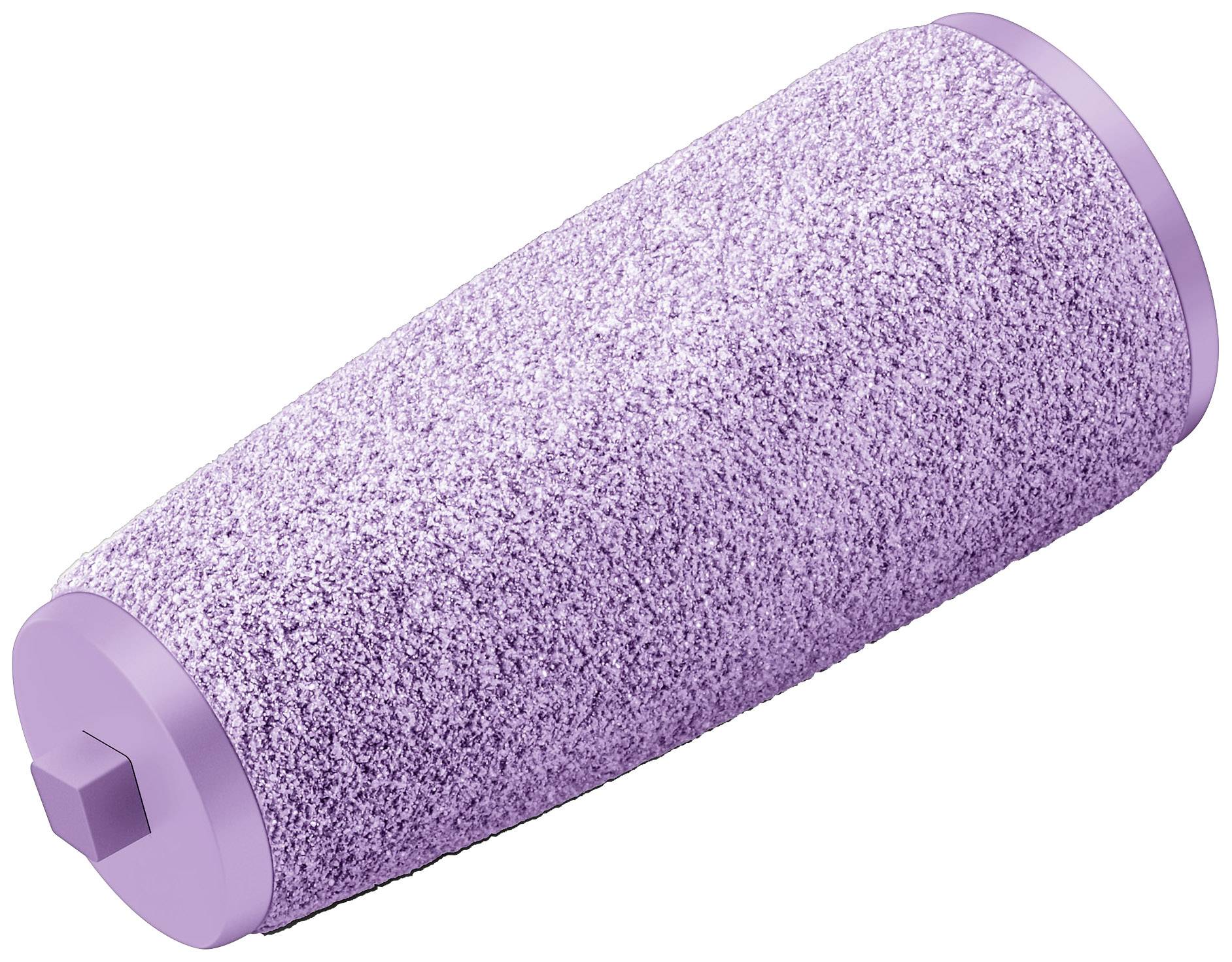 Lila, zylindrisches Ersatzteil mit rauer, texturierter Oberfläche, vermutlich für ein Hautpflegegerät wie eine Hornhautfeile.
