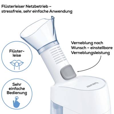 Flüsterleiser Vernebler mit einfacher Bedienung und verstellbarer Verneblungsstärke. Ideal für stressfreie Anwendungen.