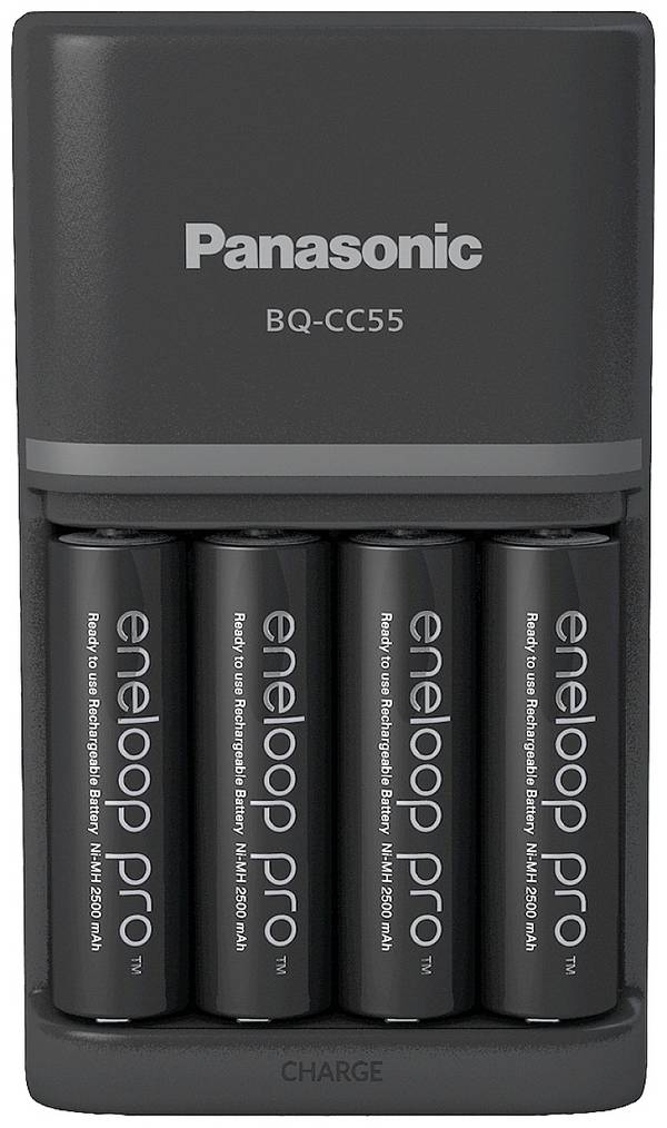 Panasonic Smart & Quick BQ-CC55 +4x eneloop Pro AA Akkupack-Ladegerät NiMH Micro (AAA), Mignon (AA)