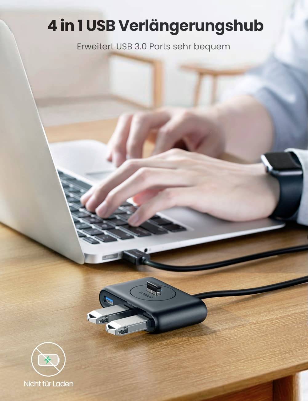 Ugreen USB 3.2 Gen 1 HUB 4x USB Verteiler Super Speed Adapter USB-HUB schwarz-3