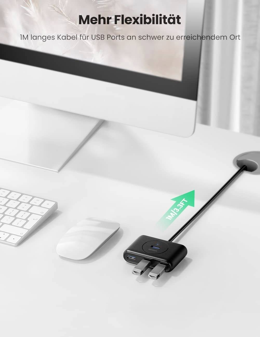 Ugreen USB 3.2 Gen 1 HUB 4x USB Verteiler Super Speed Adapter USB-HUB schwarz-8