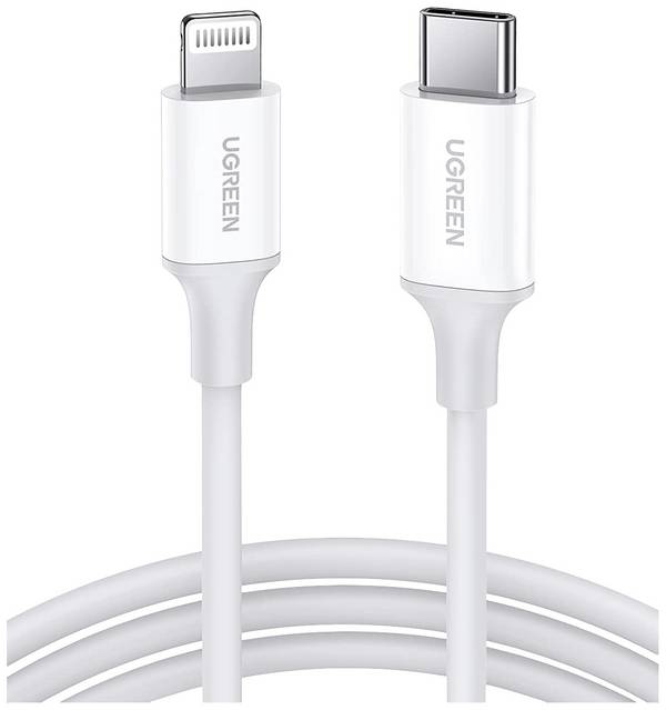 UGREEN USB-Ladekabel USB-C® Stecker, Apple Lightning Stecker 1.00 m Weiß 10493