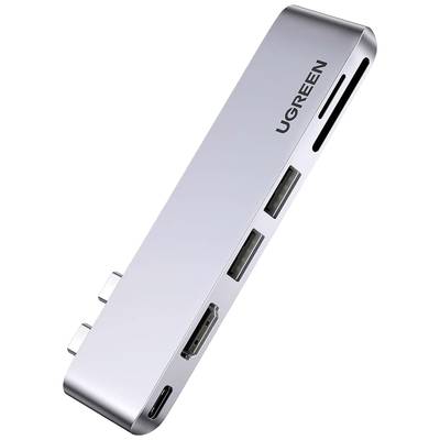 UGREEN 6-in-2 USB C Hub for MacBook Pro 6+2 Port USB-C™ (USB 3.2 Gen 2) Multiport Hub mit eingebautem SD-Kartenleser Sil