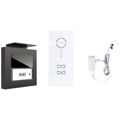 m-e modern-electronics ADV-10101 AW Türsprechanlage Kabelgebunden Komplett-Set Anthrazit, Weiß
