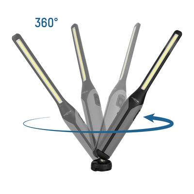 LED-Lampe mit einem flexiblen 360°-drehbaren Arm, um unterschiedliche Lichtwinkel zu ermöglichen.