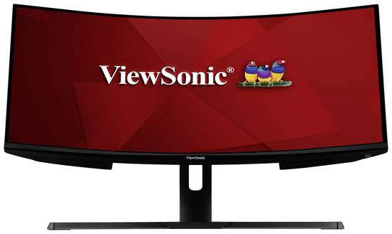 Auf diesem Bild ist ein Curved Gaming-Monitor von der Marke ViewSonic zu sehen.