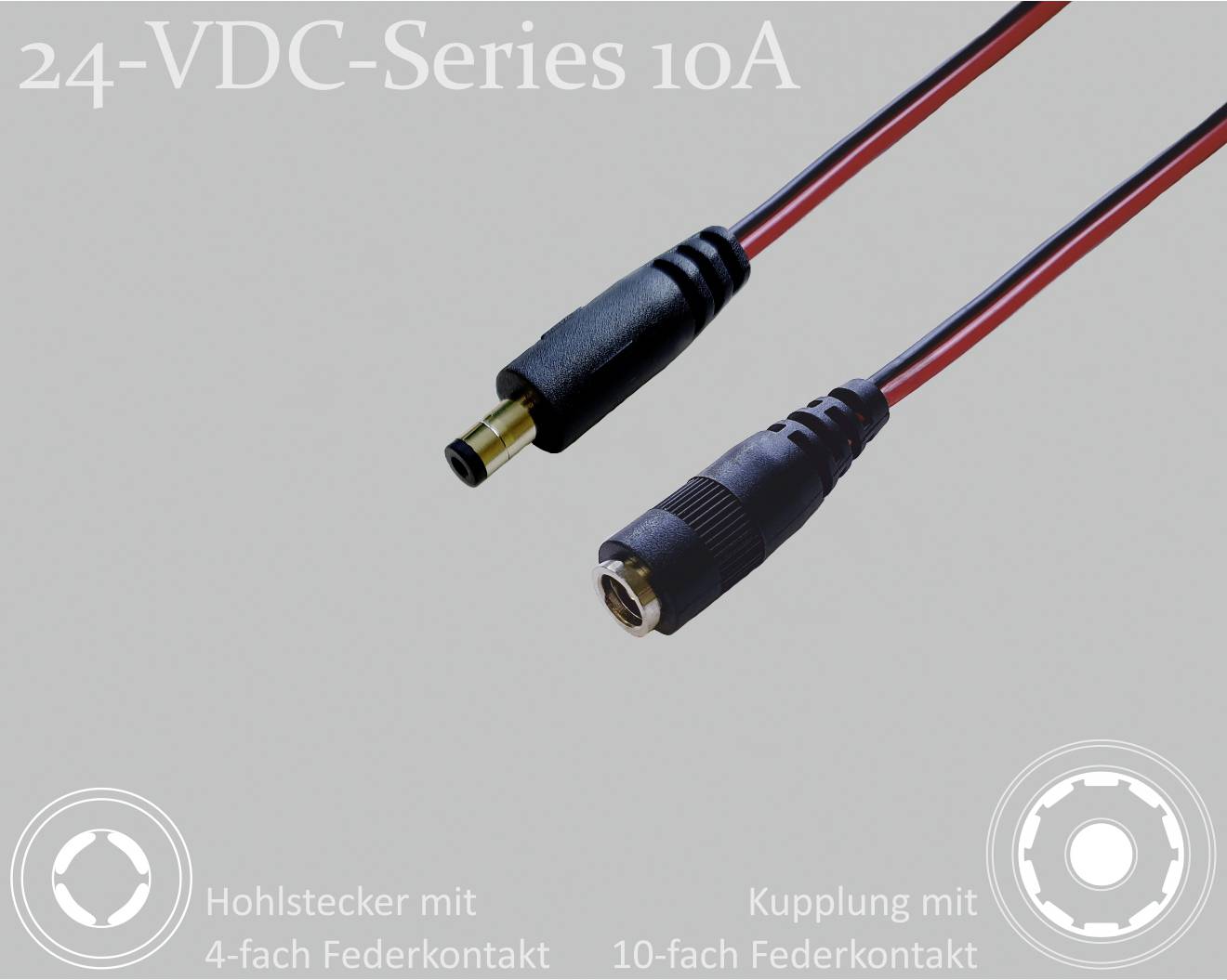 BKL Electronic 075906 DC-Steckverbinder DC-Hohlstecker - DC-Kupplung 5.5 mm 2.1 mm 5.5 mm 2.1 mm 2 m