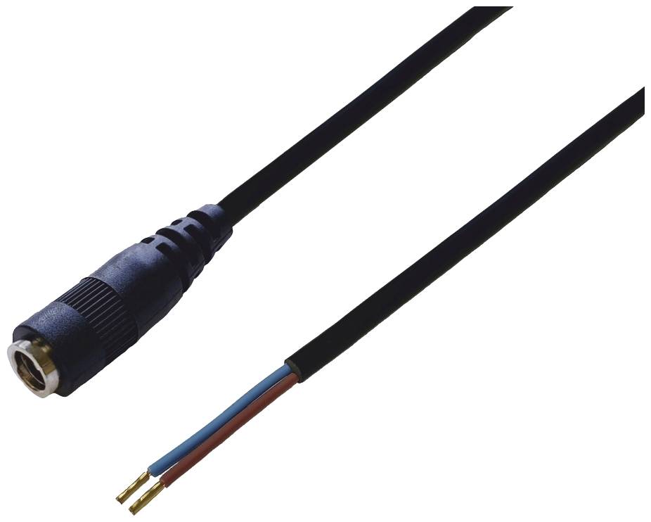 Schwarzes Audiokabel mit einem 3,5 mm Klinkenstecker an einem Ende und abisolierten Enden in Rot, Blau und Weiß auf der anderen Seite.
