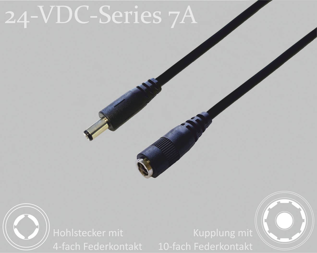 BKL Electronic 075914 DC-Steckverbinder DC-Hohlstecker - DC-Kupplung 2.1 mm 5.5 mm 2.1 mm 2 m 1 Stüc