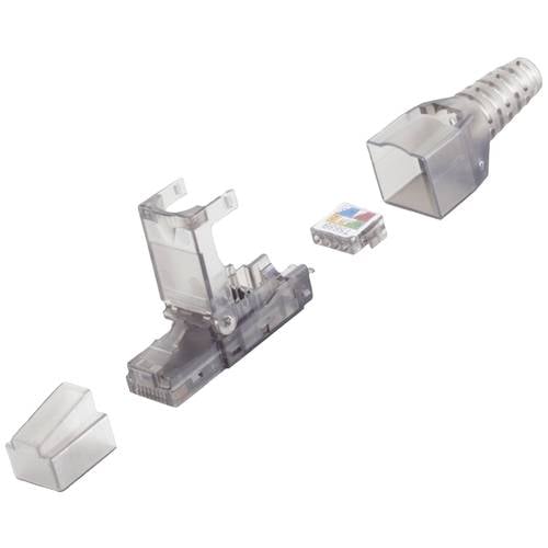 BKL Electronic RJ45 Stecker, werkzeuglos, UTP, CAT 6A 10121200 Stecker, gerade Polzahl Sensoren 8P8C Transparent 1 St.