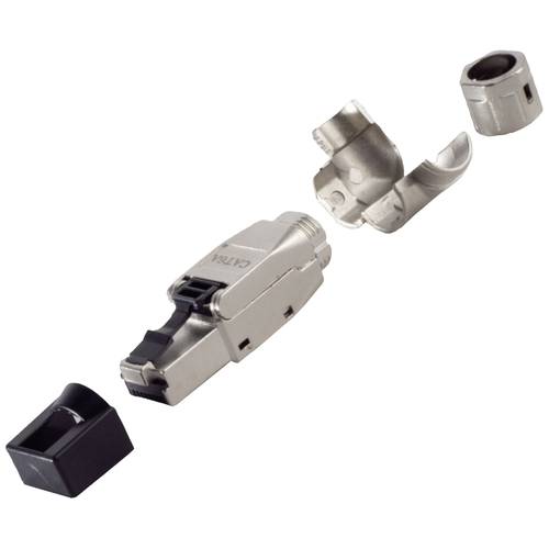 BKL Electronic RJ45 Winkelstecker, werkzeuglos, STP, CAT 6A 10121202 Stecker, gerade Polzahl Sensoren 8P8C Silber 1 St.