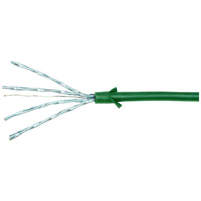 Ein grünes Kabel mit vier herausragenden, blauen verdrillten Paaren, die für Netzwerkverbindungen verwendet werden können.