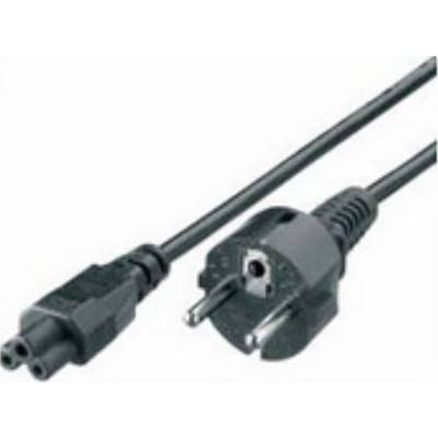 Ein Netzkabel mit Eurostecker (Schuko) und einem Kaltgerätestecker, geeignet für europäische Steckdosen, zur Stromversorgung von Geräten.