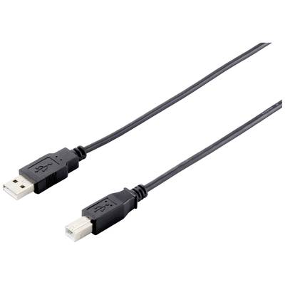 Ein schwarzes USB-Kabel mit einem Standard-USB-Stecker und einem quadratischen USB-B-Stecker, häufig für Drucker verwendet.