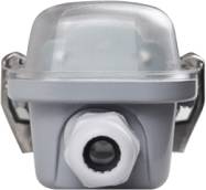 Kleiner, grauer Sensor mit kuppelförmiger Abdeckung. Verwendet zur automatischen Erkennung von Bewegungen oder Umgebungsbedingungen.