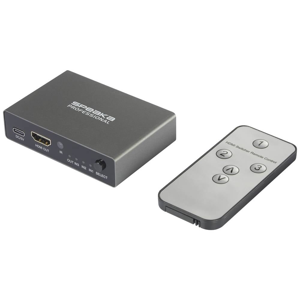SpeaKa Professional SP-HDS-210 3 poorten HDMI-switch Ultra HD-geschikt 7680 x 4320 Pixel