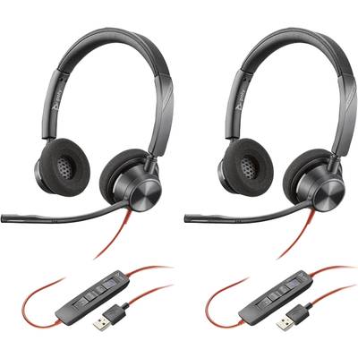 Plantronics Blackwire 3320-M Telefon On Ear Headset kabelgebunden Stereo Schwarz Noise Cancelling Lautstärkeregelung, Mi