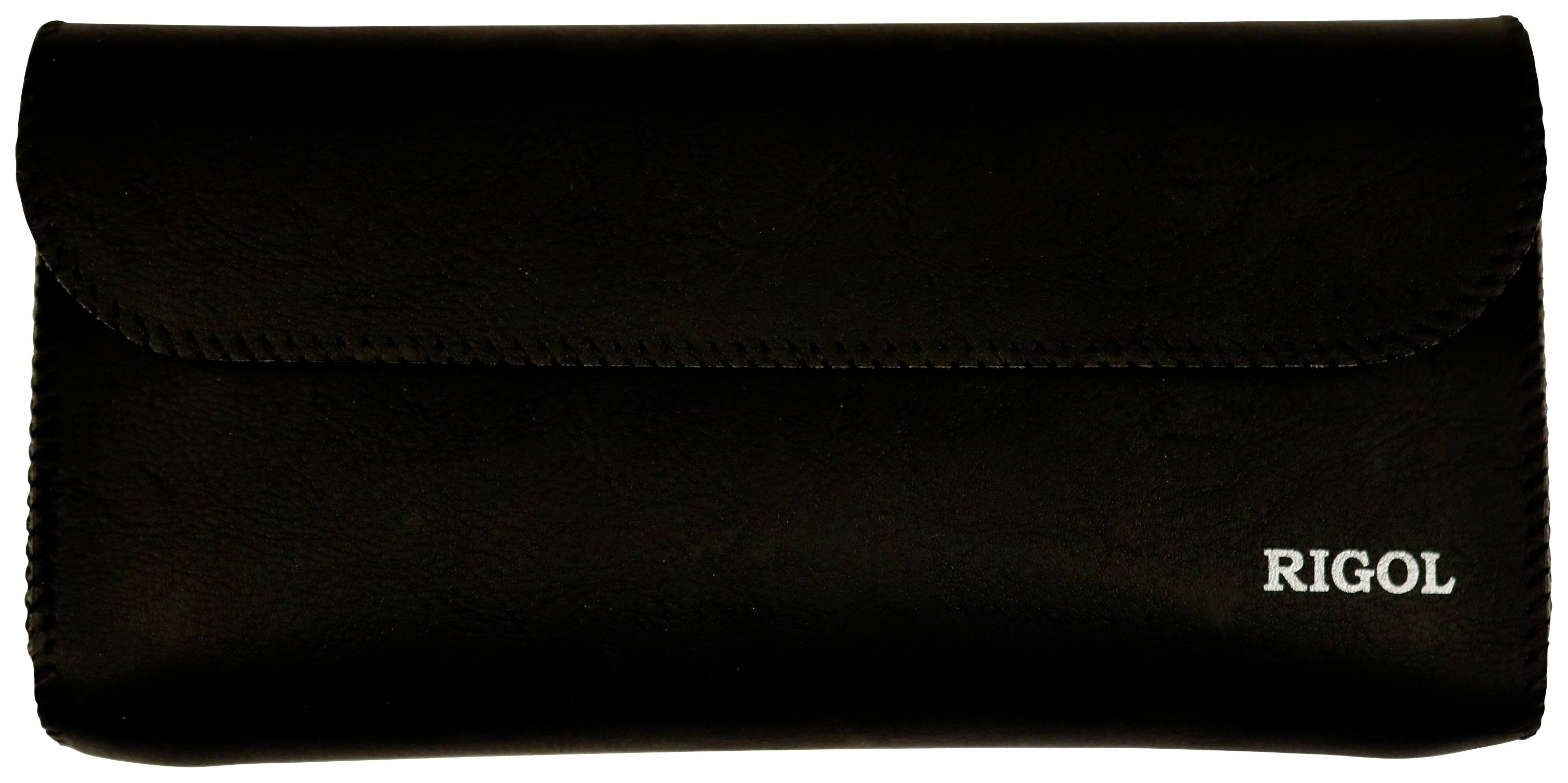 Schwarzes Etui mit Klappverschluss, rechts unten mit 'RIGOL' beschriftet.