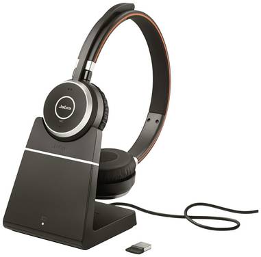Jabra Evolve 65 Second Edition - UC  On Ear Headset Bluetooth®, Funk Stereo Schwarz Noise Cancelling, Mikrofon-Rauschunterdrückung inkl. Lade- und Dockingstation, Headset, Lautstärkeregelung Telefon