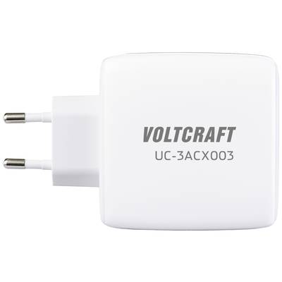 Weißes Netzteil mit Aufschrift 'VOLTCARFT UC-3ACX003', zwei runde Steckkontakte.