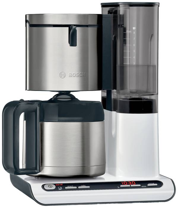 Bosch Haushalt TKA8A681 Kaffeemaschine Edelstahl, Weiß  Fassungsvermögen Tassen=8 Isolierkanne