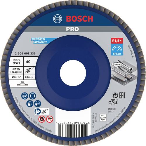 Thumbnail - Bosch Accessories 2608607338 X571 Fächerschleifscheibe Durchmesser 125 mm Bohrungs-Ø 22.33 mm Stahl 1 St.