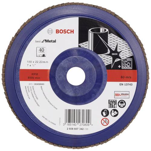 Bosch Accessories 2608607342 X571 Fächerschleifscheibe Durchmesser 180 mm Bohrungs-Ø 22.33 mm Stahl 1 St.