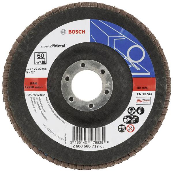 Bosch Accessories 2608606717 X551 Fächerschleifscheibe Durchmesser 125 mm Bohrungs-Ø 22.33 mm Körnung (num) 60 Stahl 1 St.