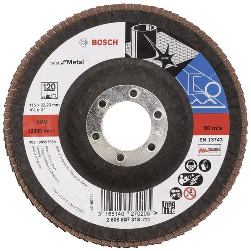 Bosch Accessories 2608607319 X571 Fächerschleifscheibe Durchmesser 115 mm Bohrungs-Ø 22.33 mm Stahl 1 St.