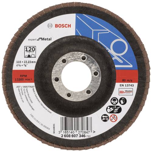 Bosch Accessories 2608607346 X551 Fächerschleifscheibe Durchmesser 115 mm Bohrungs-Ø 22.33 mm Stahl 1 St.